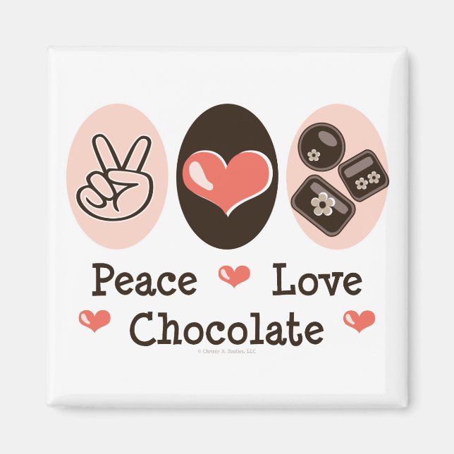 Aimant L'aimant au chocolat Peace Love (Devant)
