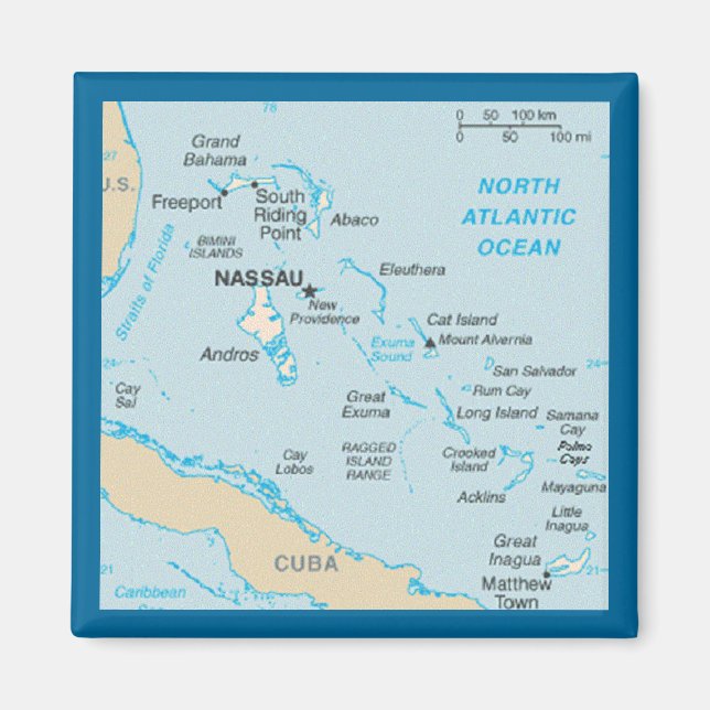 Aimant L'aimant de carte des Bahamas (Devant)