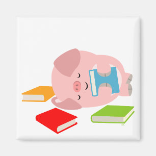Aimant L'aimant du petit livre (mignon cochon de dessin)