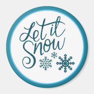 Aimant Laisser la neige Faux Blue Parties scintillant Mag