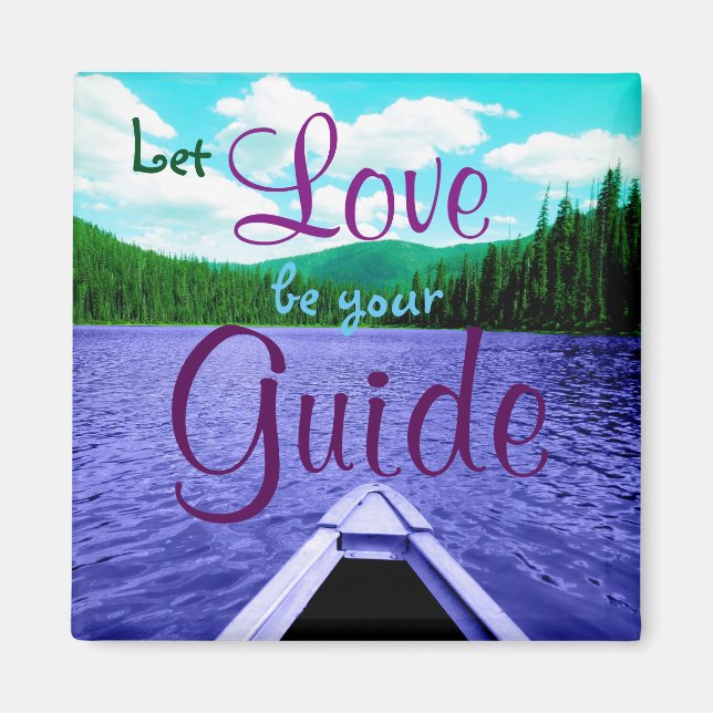 Aimant Laissez l'amour être votre guide Canoë sur le lac (Devant)