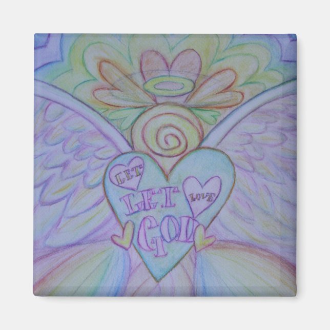 Aimant Laissons l'amour, laissez Dieu Rainbow Angel Magne (Devant)