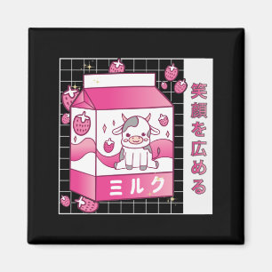 Aimant Lait de fraise nippon Carton Vache mignonne