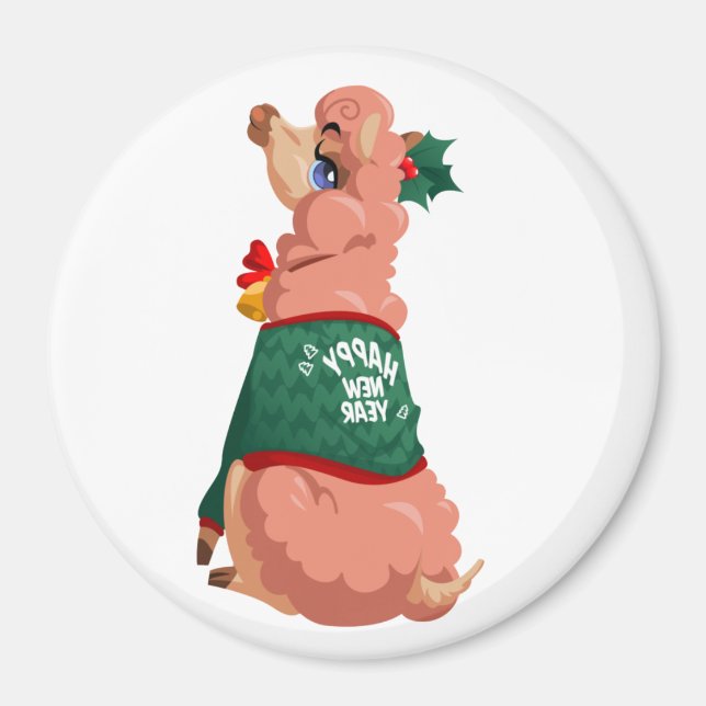 Aimant lama à Noël (Devant)