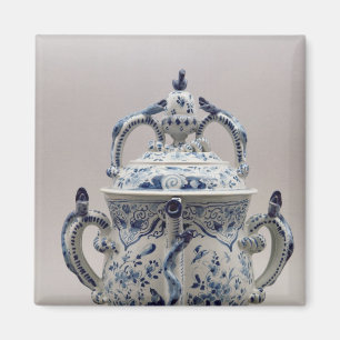 Aimant Lambeth Delware pot, bleu et blanc