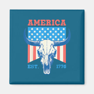 Aimant L'Amérique est 1776 crâne de taureau vintage drape