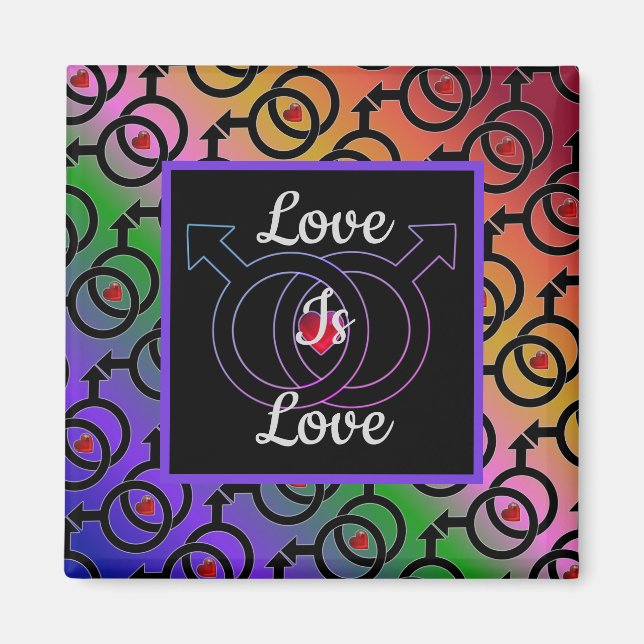 Aimant L'amour du mariage gay est l'amour l'arc-en-ciel (Devant)