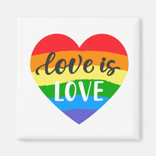 Aimant L'amour est amour Coeur arc-en-ciel