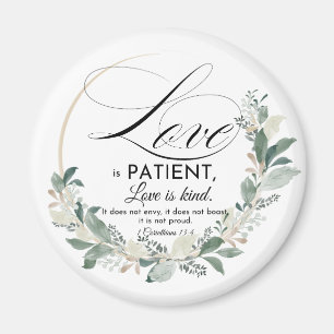 Aimant L'amour est patient - 1 Cor 13:4 Couronne de feuil