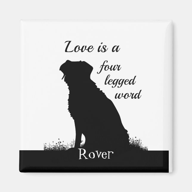 Aimant L'amour est une citation personnalisée de chien à  (Devant)