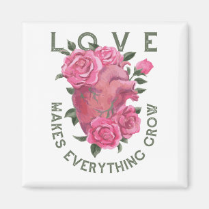 Aimant L'amour fait tout grandir - Art Floral Romantique