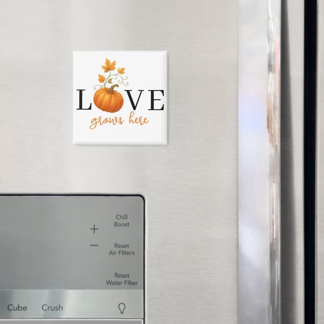 Aimant L'AMOUR grandit ici | Lettres citrouilles Automne (In situ (réfrigérateur))