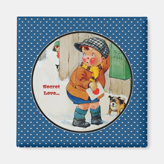 Aimant L'amour secret. Art vintage Saint Valentin Cadeau (Devant)