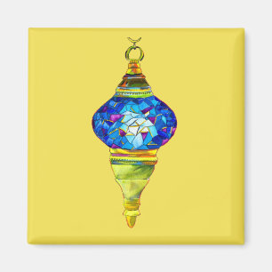 Aimant Lampes turques bleues mosaïque art aquarelle