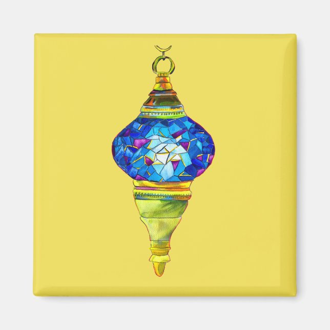 Aimant Lampes turques bleues mosaïque art aquarelle (Devant)