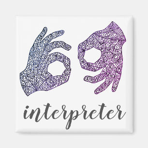 Aimant Langue des signes américaine "Interpreter" (Ombré)