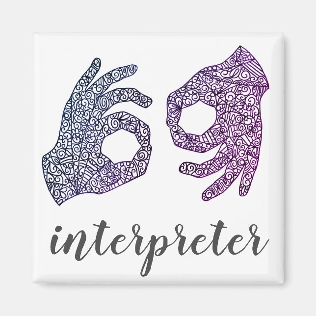 Aimant Langue des signes américaine "Interpreter" (Ombré) (Devant)