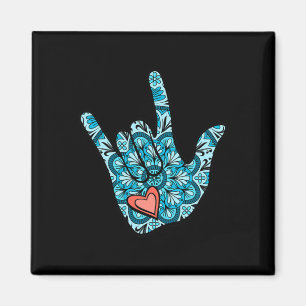 Aimant Langue des signes I Love You Gesture Heart Deaf Aw
