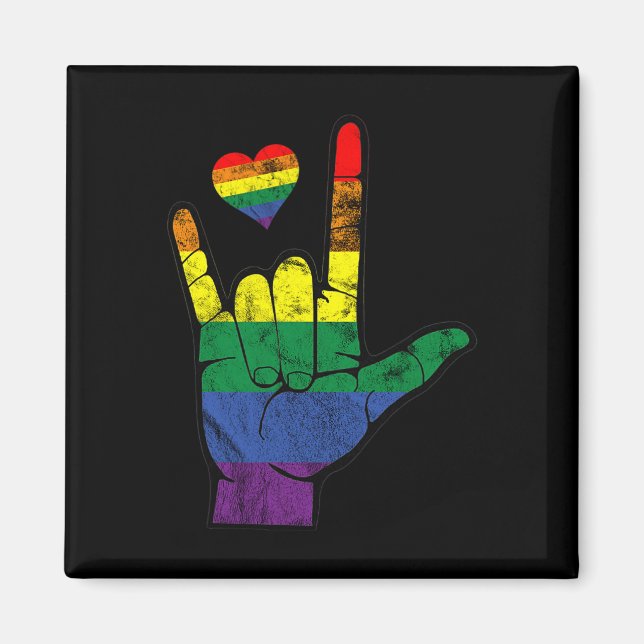 Aimant Langues des signes gay pride ASL LGBT Sensibilisat (Devant)