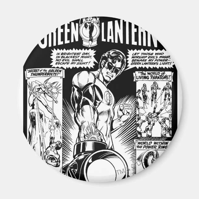 Aimant Lanterne verte - Bande dessinée verte, noir et bla (Devant)