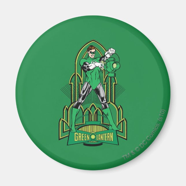 Aimant Lanterne verte sur arrière - plan décoratif (Devant)
