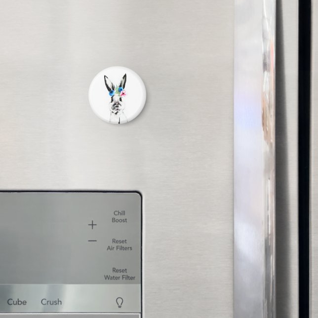 Aimant Lapin avec des fleurs (In situ (réfrigérateur))
