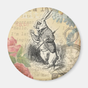 Aimant Lapin Blanc Alice au Pays des Merveilles Art