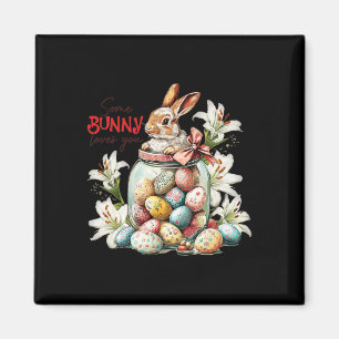 Aimant Lapin dans un pot en verre - Pâques vintage coloré