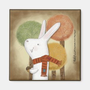Aimant Lapin de bois avec maïs