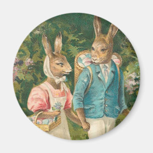 Aimant Lapin de Pâques amoureux Vintage