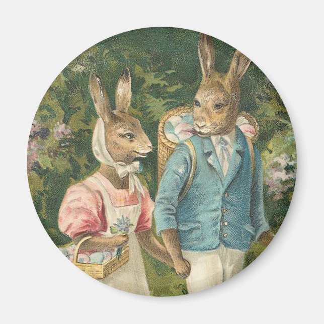 Aimant Lapin de Pâques amoureux Vintage (Devant)
