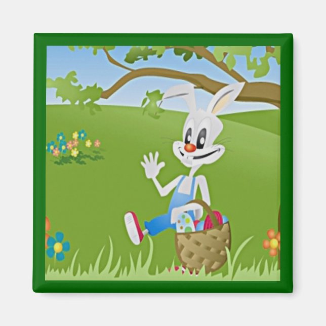 Aimant Lapin de Pâques avec oeufs (Devant)