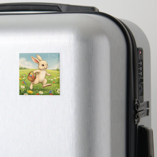 Aimant Lapin de Pâques de prairie printanière vintage 