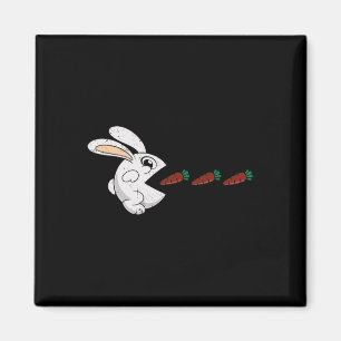 Aimant Lapin de Pâques drôle mangeant des carottes en cho