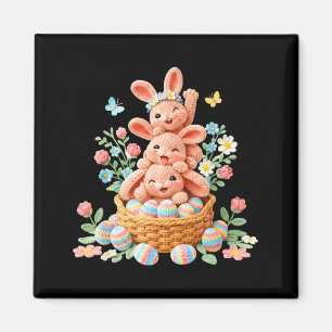 Aimant Lapin de Pâques fil crochet visage de lapin mignon