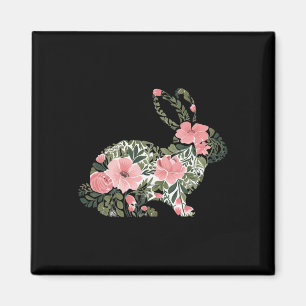 Aimant Lapin de Pâques Floral Printemps Lapin Mignon Femm