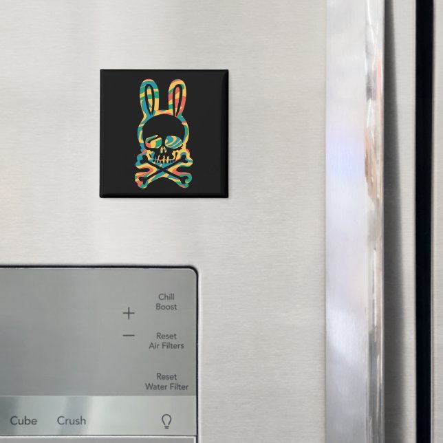 Aimant Lapin de Pâques Retro Tie Dye Bunny Ski Cross Bone (In situ (réfrigérateur))