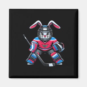 Aimant Lapin drôle de hockey Bunny Pâques Hommes Garçon E