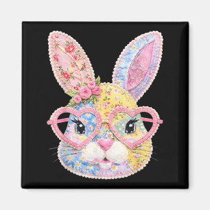 Aimant Lapin drôle visage Gles floral patchwork lapin Est