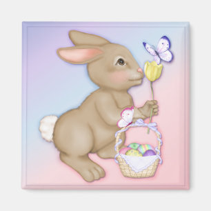 Aimant Lapin et panier de Pâques