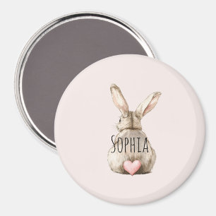 Aimant Lapin Mignon Queue Cœur Rose