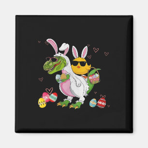 Aimant Lapin Poule à Cheval sur un Dinosaure T Rex Chasse