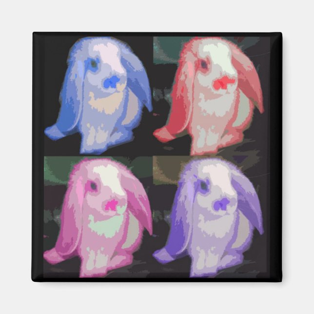 Aimant lapins pop art (Devant)