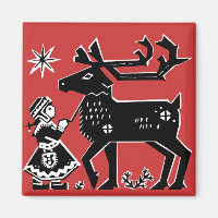 Lapland Girl Holds Reindeer Christmas