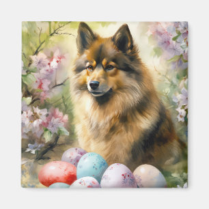 Aimant Lapphund finlandais avec oeufs de Pâques