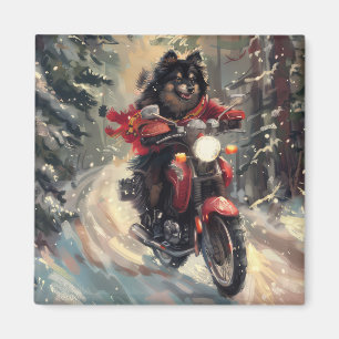 Aimant Lapphund Finlandais Chien à cheval Moto Noël