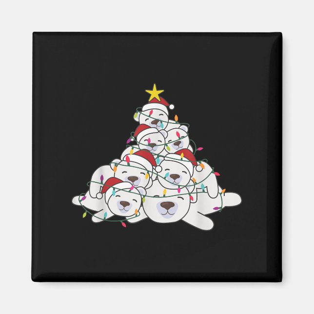 Aimant Lar Bear Christmas Tree Funny Animal Christmas Lar (Devant)