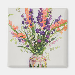 Aimant Larkspur et Gladioli dans un Vase marocain
