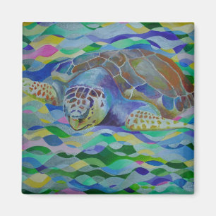 Aimant L'art coloré de la tortue luge