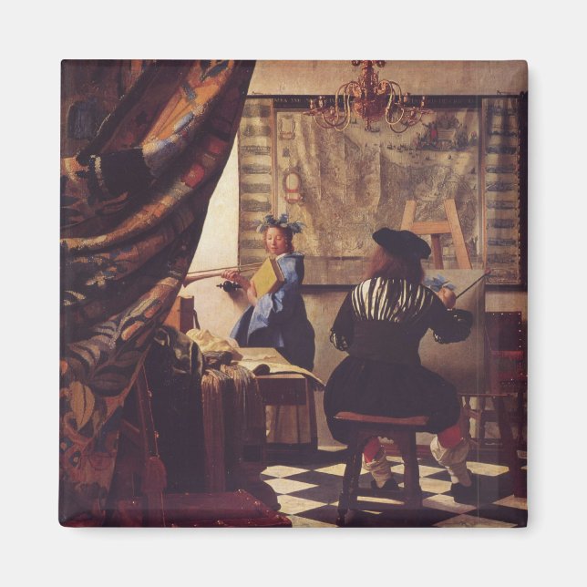 Aimant L'art de la peinture par Johannes Vermeer (Devant)